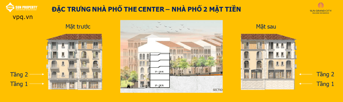 Mặt ngo&agrave;i đặc trung của Shophouse Địa Trung Hải ph&acirc;n khu The Center